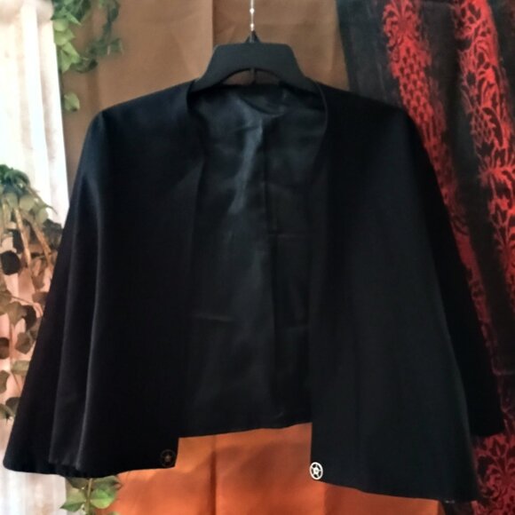 EUC: Handmade XL Black Costume Victorian Steam Punk Overcoat and Capelet - Picture 6 of 9